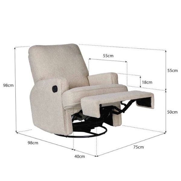 Fauteuil pivotant à bascule et inclinable Recliner 01 - Manuel - Teddy Taupe