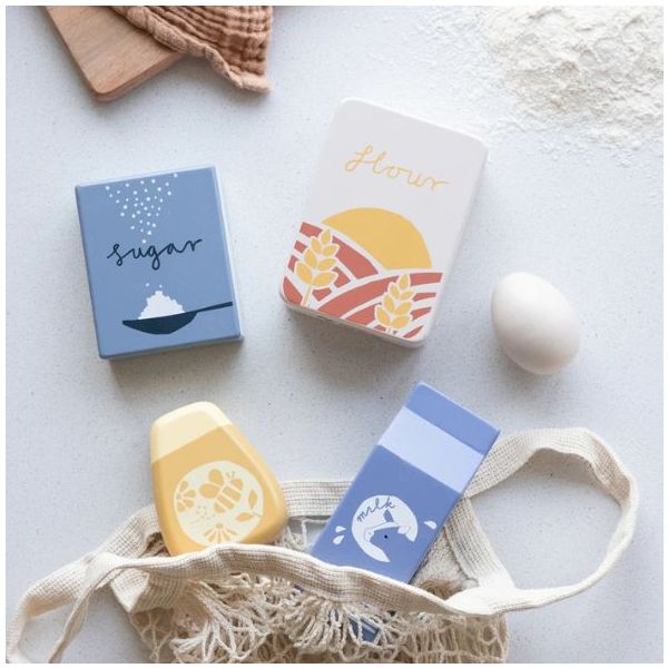 Aliments d'épicerie en bois