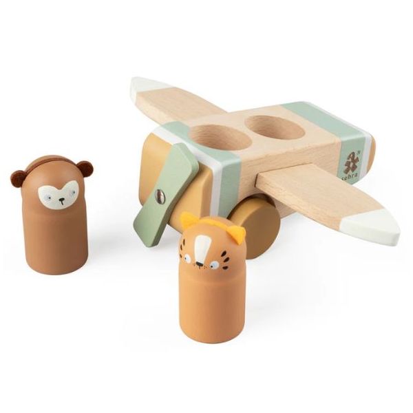 Avion en bois avec animaux Wildlife