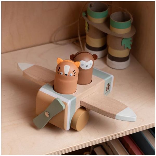 Avion en bois avec animaux Wildlife