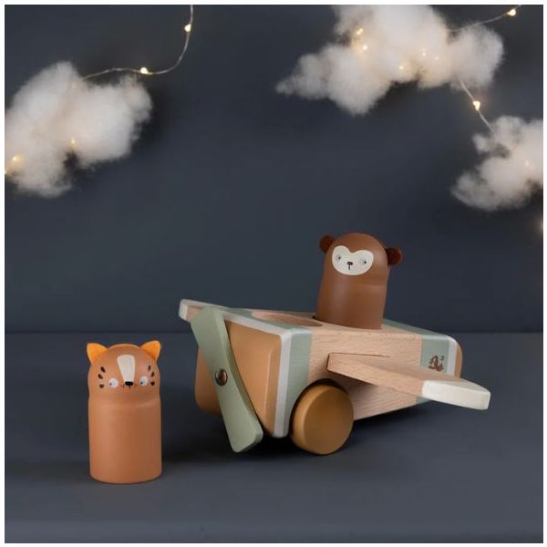 Avion en bois avec animaux Wildlife