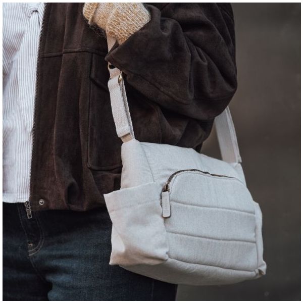 Kleine Wickeltasche On-the-go - Beige Meliert