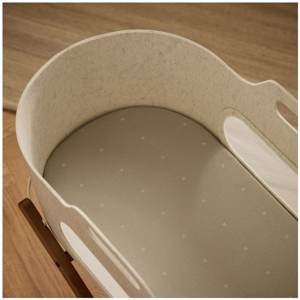 Set of 2 Fitted Sheets for SnüzBaskit Moses Basket - 38 x 75 cm - Stars Sage / White