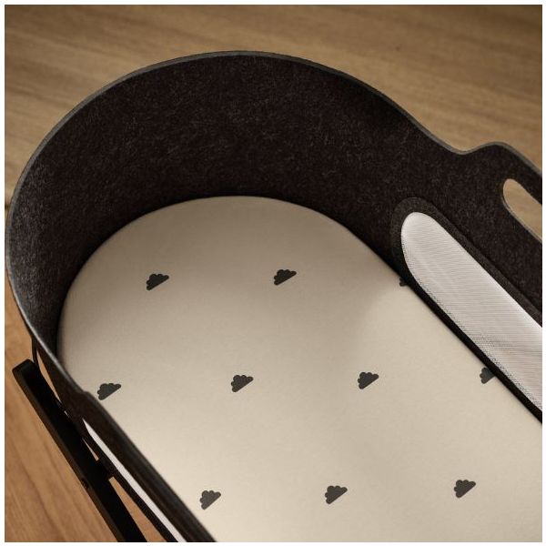 Set of 2 Fitted Sheets for SnüzBaskit Moses Basket - 38 x 75 cm - Clouds Sand / White