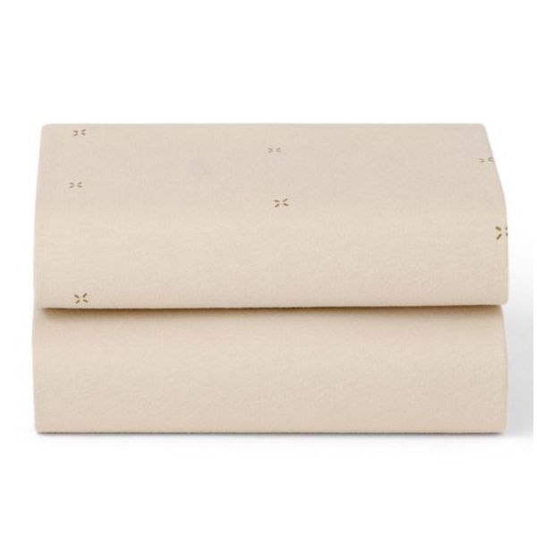 Set of 2 Fitted Sheets for SnüzPod 5 Bedside Crib - 44 x 80 cm - Stars Cashmere / Cashmere