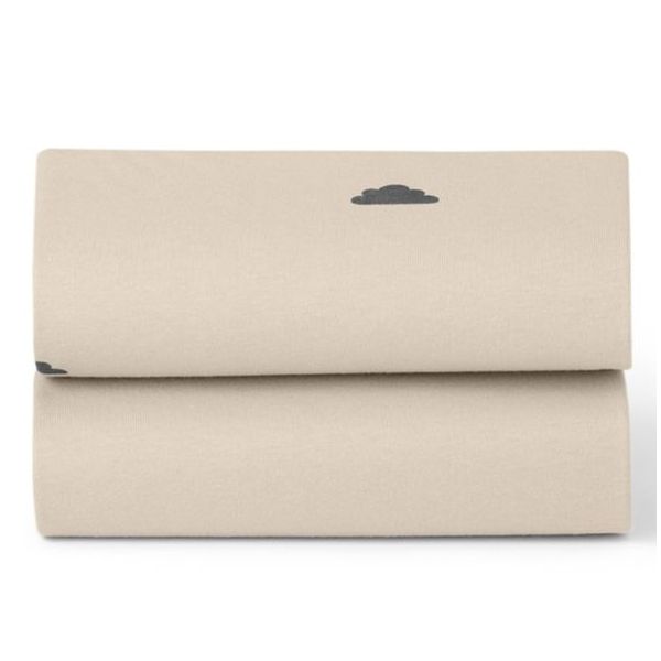 Set of 2 Fitted Sheets for SnüzPod 5 Bedside Crib - 44 x 80 cm - Clouds Sand / Cashmere
