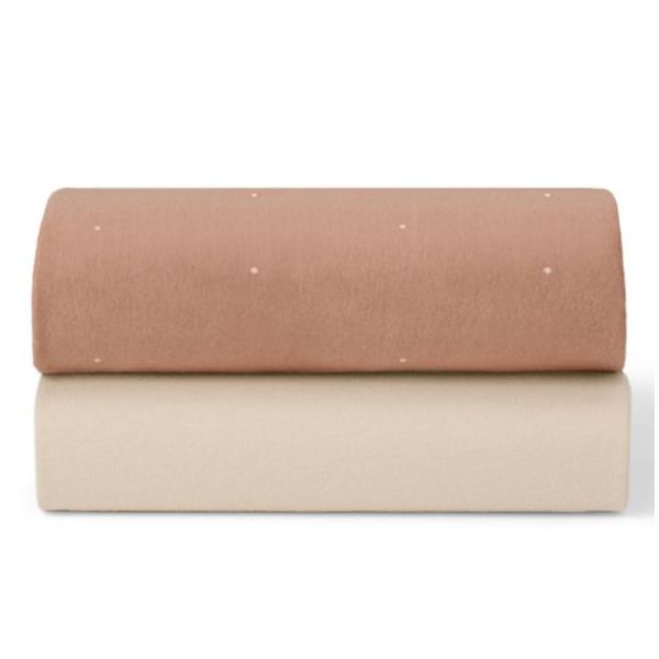 Set of 2 Fitted Sheets for SnüzPod 5 Bedside Crib - 44 x 80 cm - Dots Rose / Cashmere