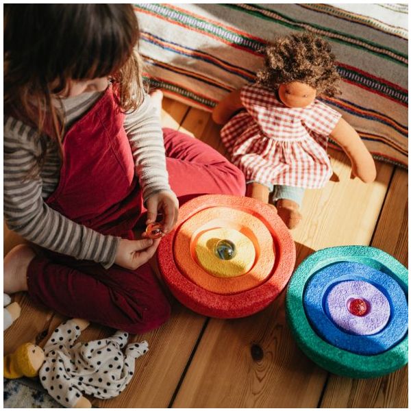 Brique empilable Stapelstein Inside - Arc-en-ciel - 6 pièces