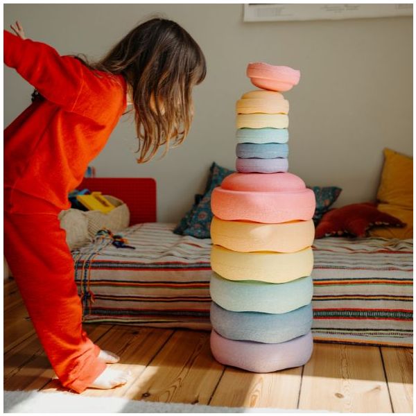 Brique empilable Stapelstein Mini - Arc-en-ciel Pastel - 6 pièces