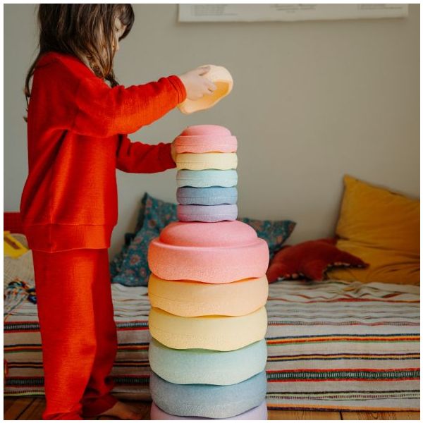 Brique empilable Stapelstein Mini - Arc-en-ciel Pastel - 6 pièces