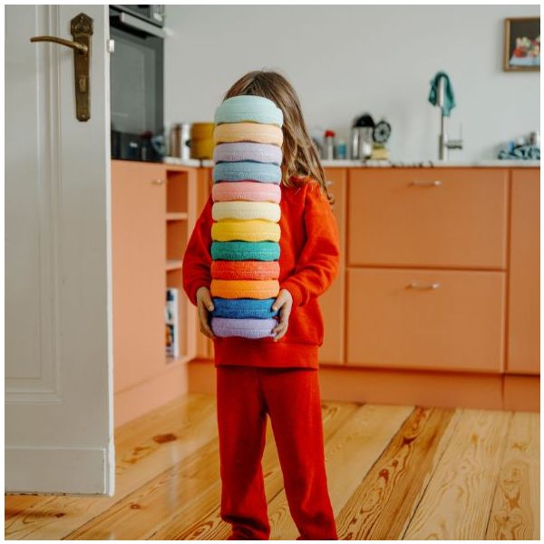 Brique empilable Stapelstein Mini - Arc-en-ciel Pastel - 6 pièces