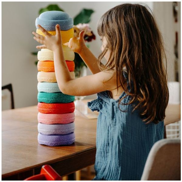 Brique empilable Stapelstein Mini - Arc-en-ciel Pastel - 6 pièces