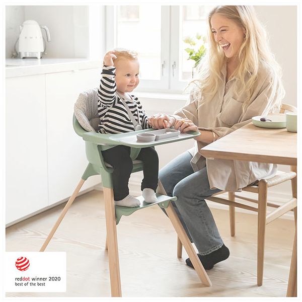 CLIKK High Chair with Nordic Grey Cushion - White - Display Model