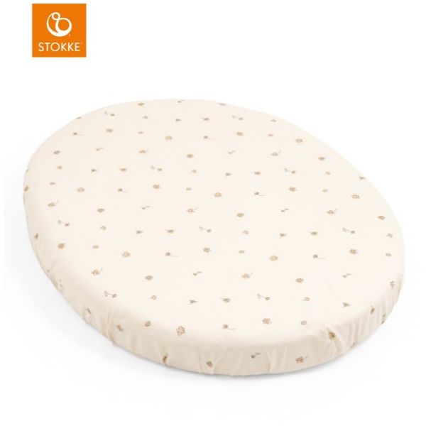 Drap housse pour berceau Sleepi Mini V3 - Fleurs Ecru - 82 cm