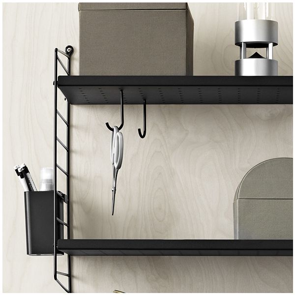 Set of 5 Hooks for Metal Shelf - Black