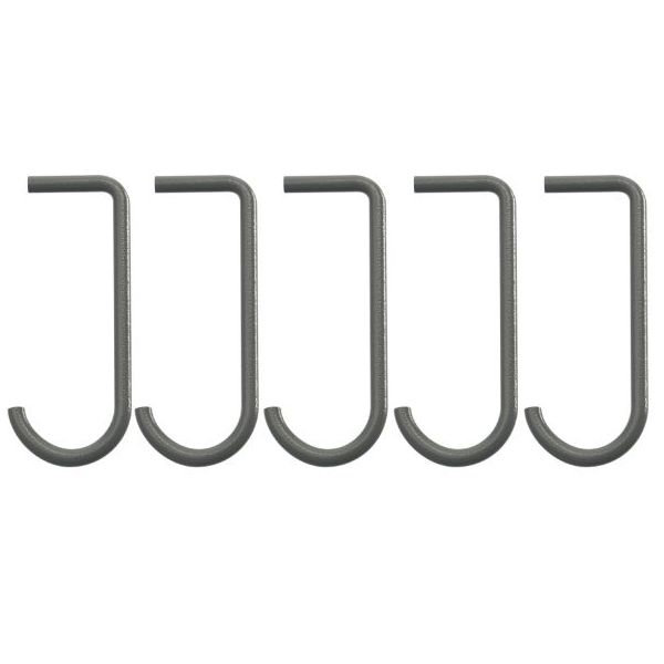 Set of 5 Hooks for Metal Shelf - Dark Grey