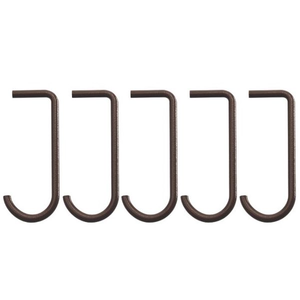 Set of 5 Hooks for Metal Shelf - Dark Brown