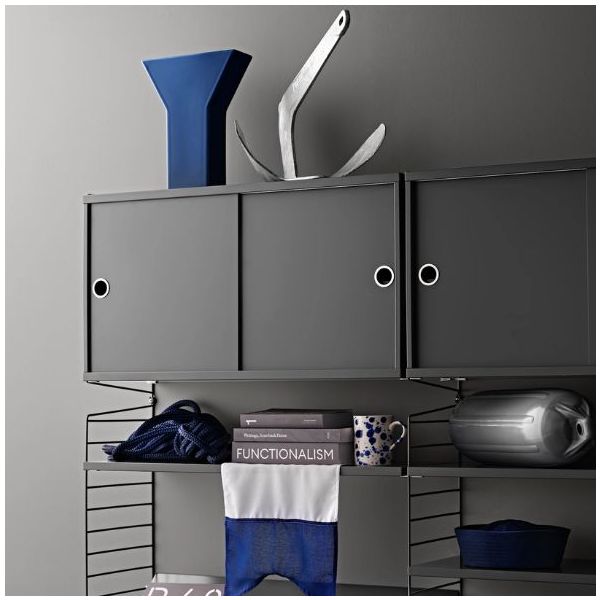 Cabinet w/ Sliding Doors 78 x 20 cm - Dark Grey