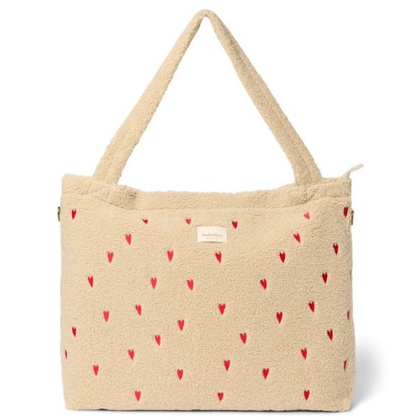 Wickeltasche - Teddy Ecru Herzen