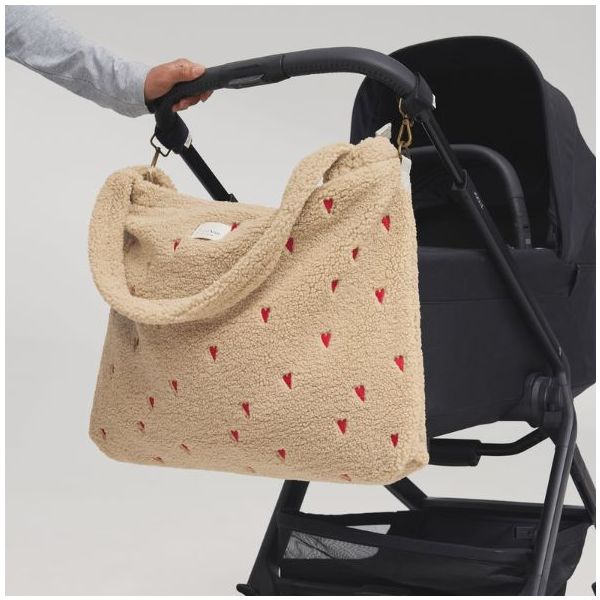 Wickeltasche - Teddy Ecru Herzen