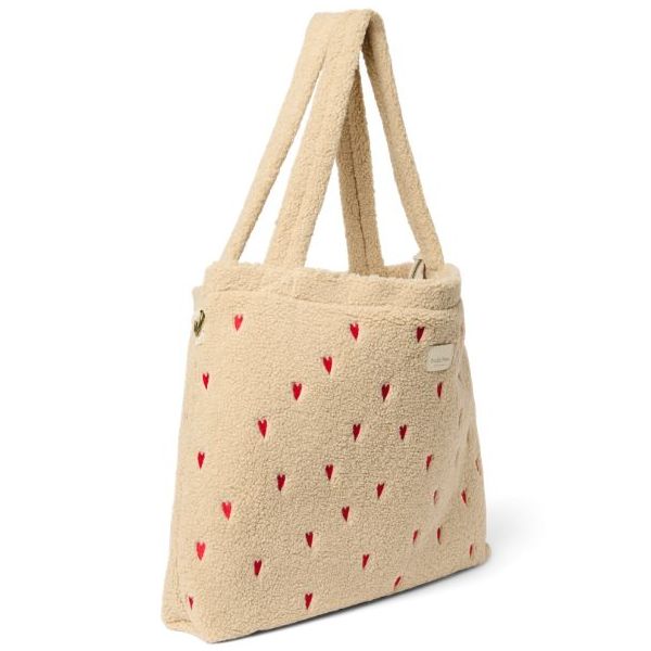 Wickeltasche - Teddy Ecru Herzen