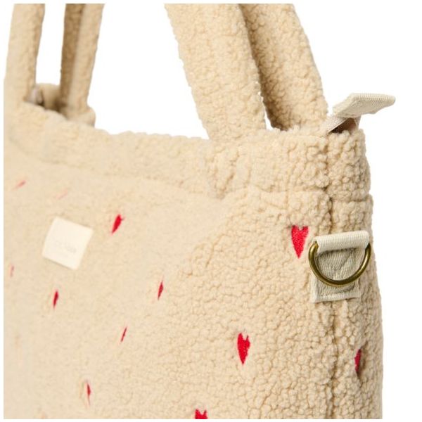 Wickeltasche - Teddy Ecru Herzen