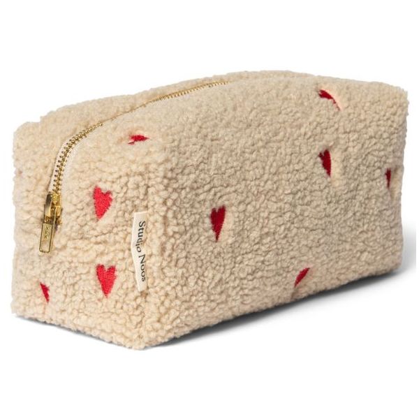Kosmetiktasche - Teddy Ecru Herzen