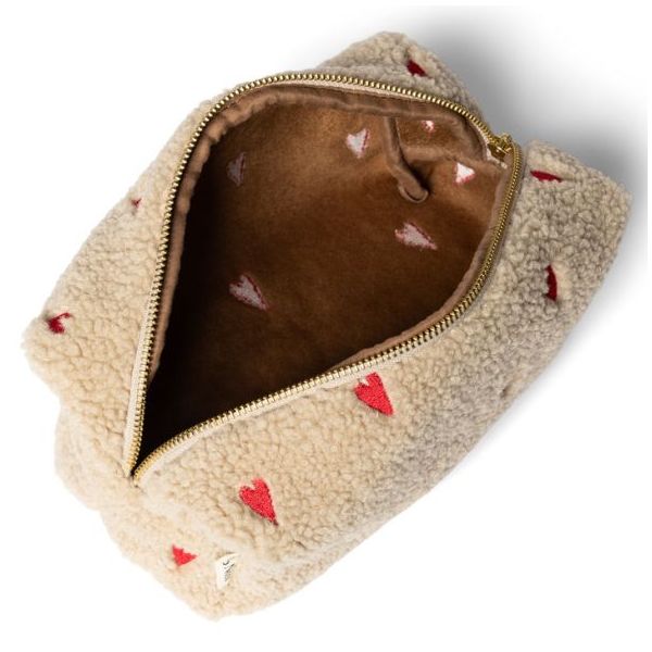 Kosmetiktasche - Teddy Ecru Herzen