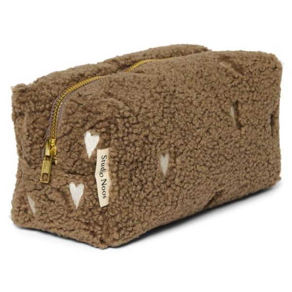 Kosmetiktasche - Teddy Braun Herzen