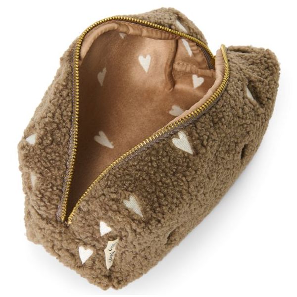 Kosmetiktasche - Teddy Braun Herzen