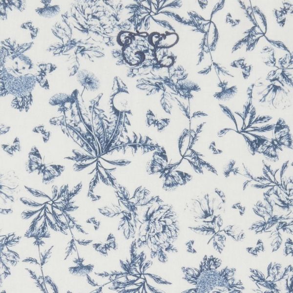 Reversible Cushion - Toile de Jouy Blue