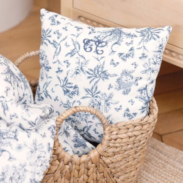Reversible Cushion - Toile de Jouy Blue