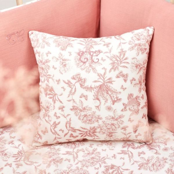 Reversible Cushion - Toile de Jouy Pink