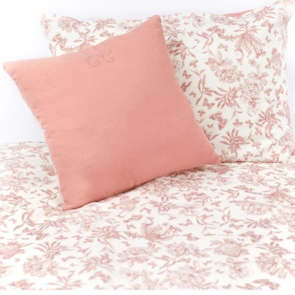 Reversible Cushion - Toile de Jouy Pink