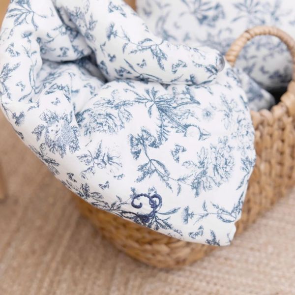 Reversible Blanket - Toile de Jouy Blue