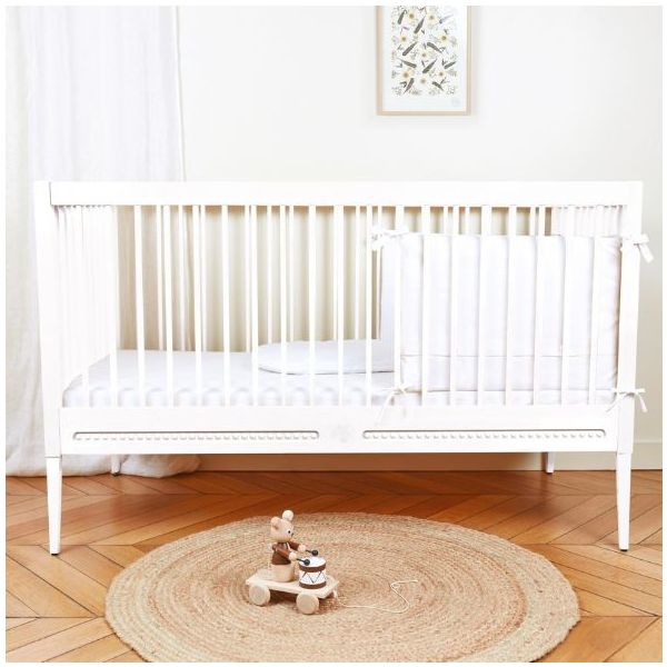 Mitwachsendes Babybett 70 x 140 Gustavienne x Tartine et Chocolat - Matratze inklusive - Weiss