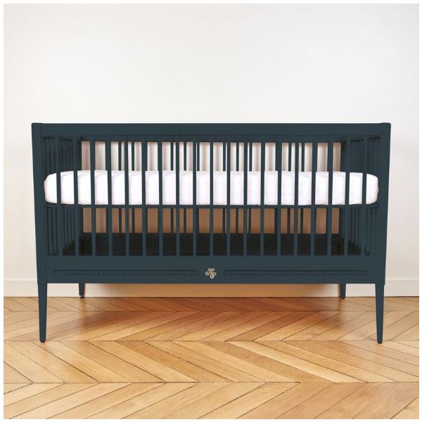 Mitwachsendes Babybett 70 x 140 Gustavienne x Tartine et Chocolat - Matratze inklusive - Dunkelblau