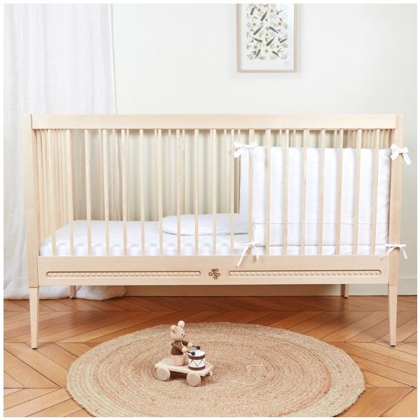 Mitwachsendes Babybett 70 x 140 Gustavienne x Tartine et Chocolat - Matratze inklusive - Natur