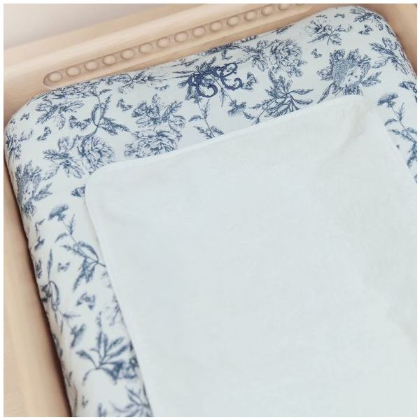 Changing Mattress Cover - Toile de Jouy Blue
