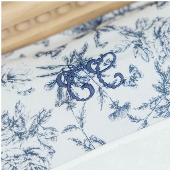 Changing Mattress Cover - Toile de Jouy Blue