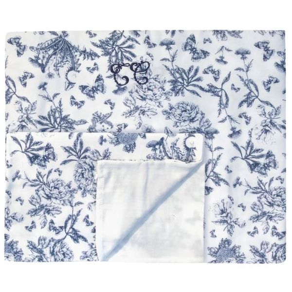 Reversible Bed Linen 100 x 140 - Toile de Jouy Blue