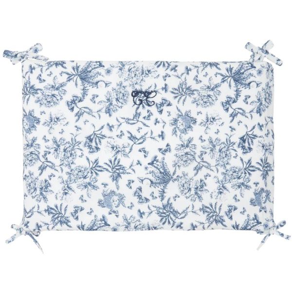 Reversible Bed Bumper - Toile de Jouy Blue