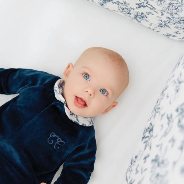 Reversible Bed Bumper - Toile de Jouy Blue