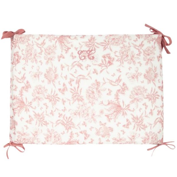 Reversible Bed Bumper - Toile de Jouy Pink