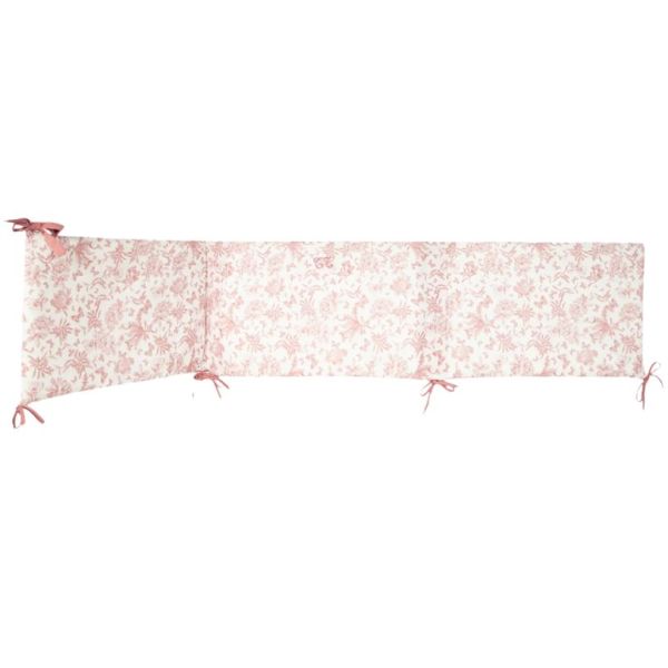 Reversible Bed Bumper - Toile de Jouy Pink
