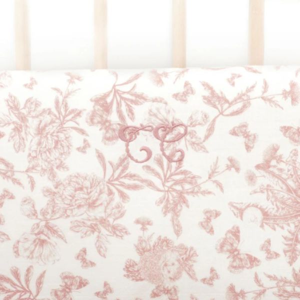 Reversible Bed Bumper - Toile de Jouy Pink