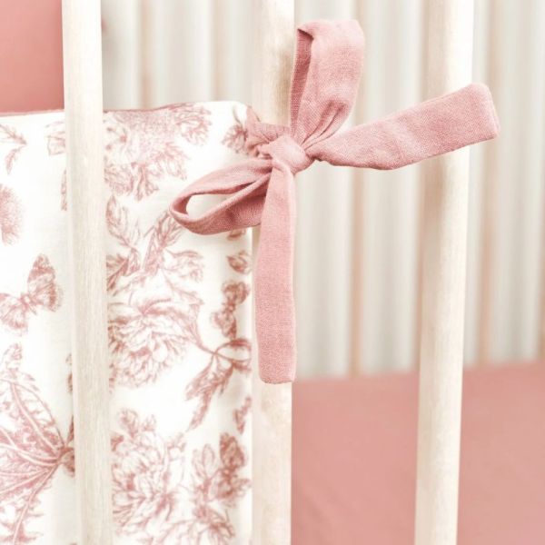 Reversible Bed Bumper - Toile de Jouy Pink