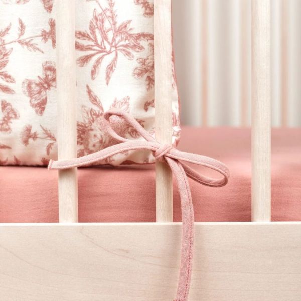 Reversible Bed Bumper - Toile de Jouy Pink