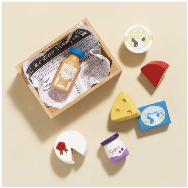 Cagette de fromages & produits laitiers en bois