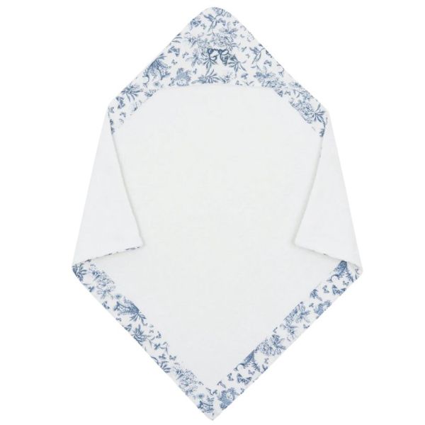Baby Hooded Towel - Toile de Jouy Blue